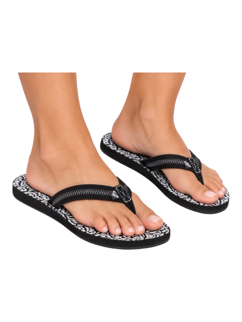 Roxy Vista Loreto II NWT black & white flip flops sandals women’s 10